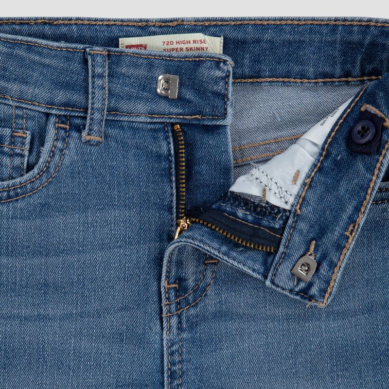 Levi's® Girls' High-Rise Distressed Super Skinny Jeans - Medium Wash, 4 of 9