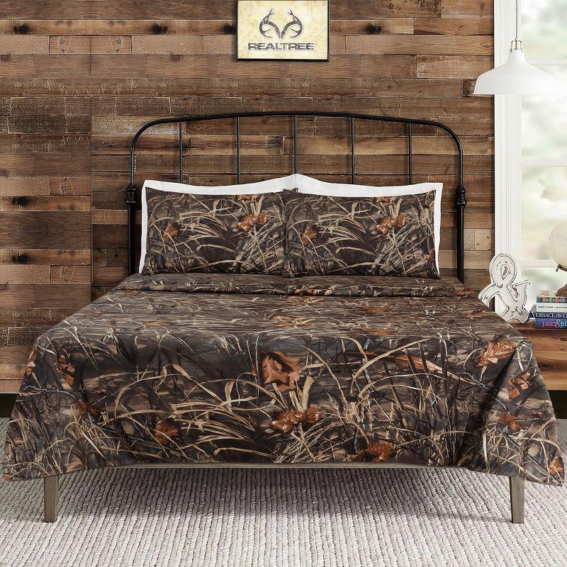Realtree Max 4 Camo Bedding Full Sheet Set 4 Piece Polycotton Rustic Farmhouse Bedding for Lodge, Cabin & Hunting Bed Set – Camouflage Themed Bedroom, 1 of 9