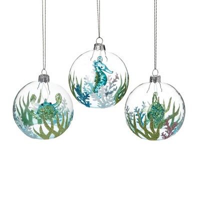 Gallerie II Sea Bottom Globe  Christmas XMAS Ornament, Set of 3