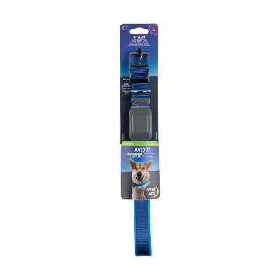 Nite Ize NiteDog Rechargeable LED Collar - Light Up Dog Collar with Durable Metal Buckle - Water-Resistant & Rechargeable Collar - Large, Blue