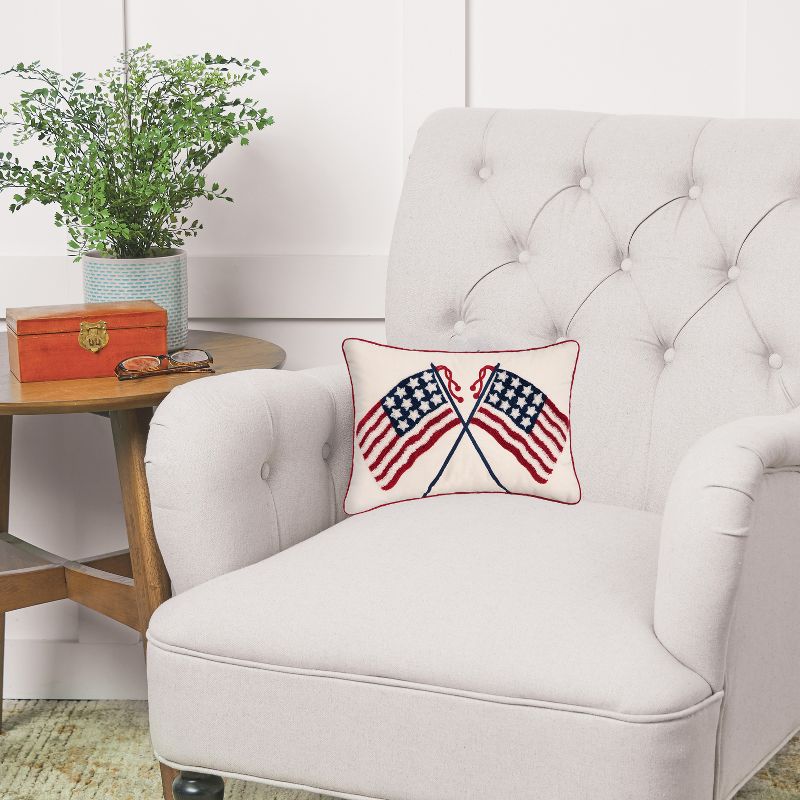 C&F Home 14" x 20" Double U.S.A. Flag 4th of July Patriotic Hooked Rectangle Large Throw Pillow, 2 of 6