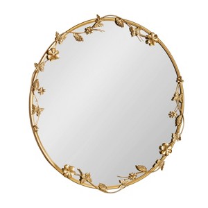Kate & Laurel All Things Decor 26"X26" Rosella Floral Wall Mirror Metal Gold - 1 of 4