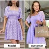 EXLURA Women's Summer Casual Square Neck Dresses Ruffle Short Sleeve Swiss Dot Flowy Mini Dress - 2 of 4