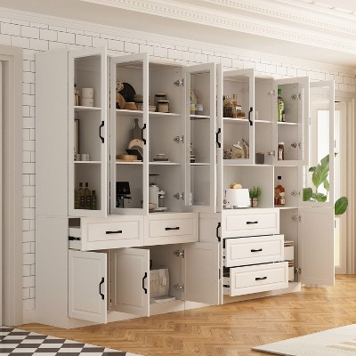 FUFU&GAGA Large Combo Storage Cabinet Glass Door Display Cabinet Combined Cabinet Organiser