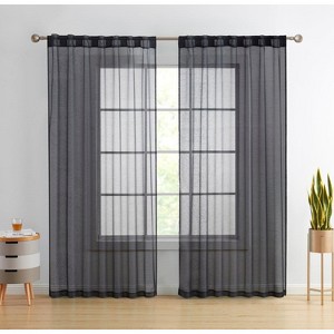 HLC.ME Lauren Semi Sheer Light Filtering Transparent Pocket Top & Back Tab Lightweight Window Curtain Panels, Set of 2 - 1 of 4