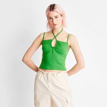 Women's Strappy Halter Knit Tank - Future Collective™ with Alani Noelle Green XXS