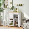 Rolling Kitchen Cart, Kitchen Island with Storage Drawer, 9-bottle Wine Rack, Door Cabinetsen Countertop - 2 of 4