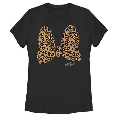 Women's Mickey & Friends Cheetah Print Minnie Mouse Bow T-shirt : Target