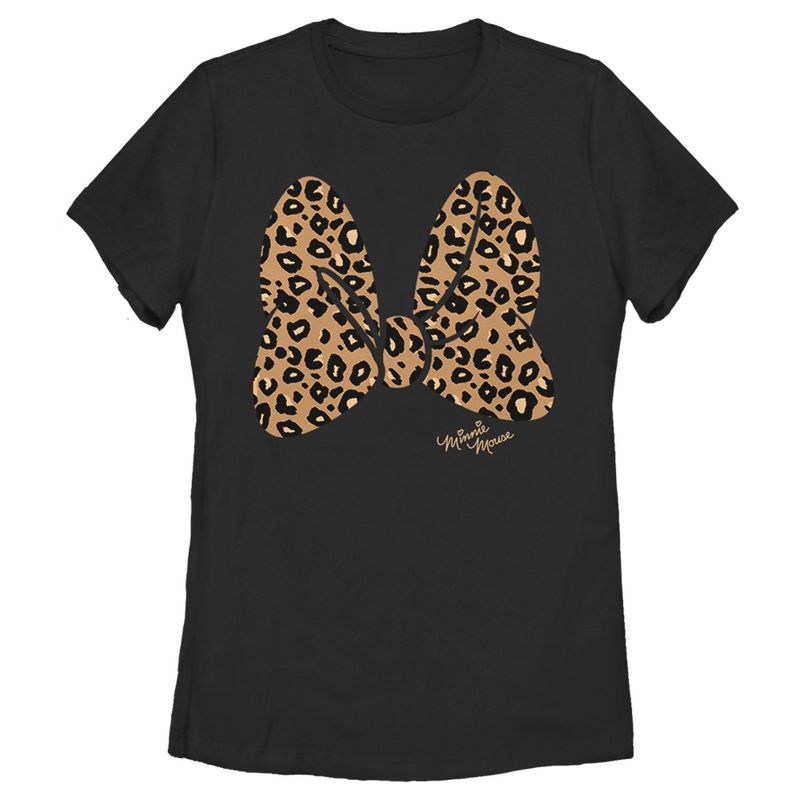 Women's Mickey & Friends Cheetah Print Minnie Mouse Bow T-Shirt, 1 of 5