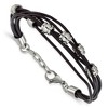 Black Bow Jewelry Multi Strand Black Leather Stainless Steel Bead Bracelet, 7.5 Inch - image 3 of 4