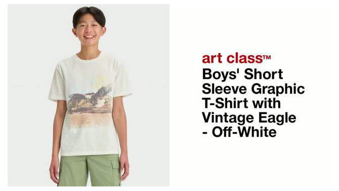 Boys' Short Sleeve Graphic T-Shirt with Vintage Eagle - art class™ Off-White, 2 of 5, play video