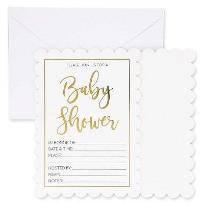 36-Pack Gold Foil Unisex Baby Shower Invitations with Envelopes 5 X 7 inches