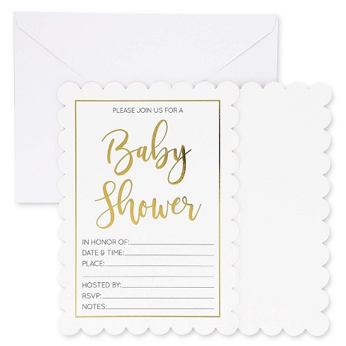 36 Pack Gold Foil Unisex Baby Shower Invitations With Envelopes 5 X 7 Inches Target