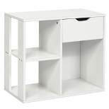 Costway 3-tier Side Table W/Storage Shelf&Drawer Space-saving Nightstand White