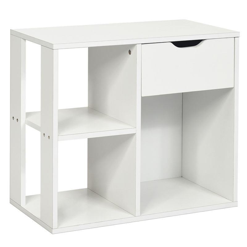 Costway 3-tier Side Table W/Storage Shelf&Drawer Space-saving Nightstand White, 1 of 11