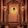 24in Pre-lit Iridescent Outdoor Christmas Wreath Decoration, Lighted Metal Wreath with Red Bow, Warm White LED Lights - 4 of 4