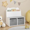 APRILSOUL Kids Bookshelf with Storage Bins Toy Organizer for Toddlers and Children, White and Gray - 2 of 4