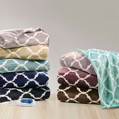 Teal Ogee Oversized Electric Heated Throw Blanket 60x70"