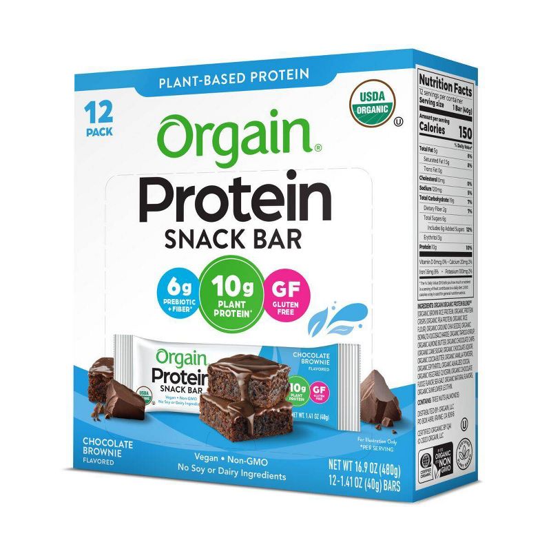 Orgain Organic Protein Snack Bar - Chocolate Brownie - 12pk, 5 of 11
