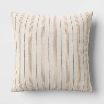 Cotton Flax Woven Striped Square Throw Pillow - Threshold™