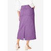 Jessica London Women's Plus Size Classic Cotton Denim Midi Skirt - 3 of 4