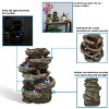 Sunnydaze Indoor Home Office Relaxing 6-Tiered Stone Falls Tabletop Water Fountain with LED Lights - 15" - 2 of 4