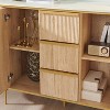 SinCiDo Sideboard Buffet Servers with 2 Doors & 3 Drawers, 54″W Luxury Fluted Kitchen Storage Cabinet with Faux Marble Tabletop - 3 of 4