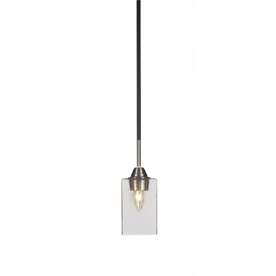 Toltec Lighting Paramount 1 - Light Pendant in  Matte Black/Brushed Nickel with 4" Square Clear Bubble Shade