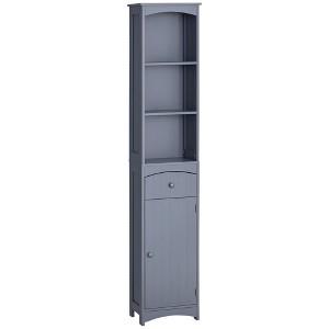 Aghana Digitals Slim Grey Bathroom Storage Cabinet with 3-Tier Shelves, Drawer & Bottom Cabinet - - 1 of 4