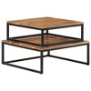 Coffee Table Set of 2 Natural wood finish and black iron - 2 of 4