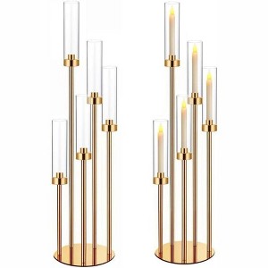 42.5-inch Golden Floor Lamp, High Metal Candlestick Flower, with Acrylic Lampshade, Suitable for Weddings, Birthday Parties, Home Decoration - 1 of 1