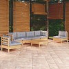 vidaXL Solid Pinewood Patio Lounge Set 7 Piece with Cushions Multi Colors - Brown and Gray - 2 of 4