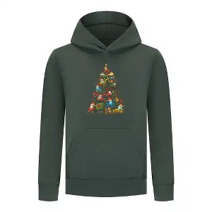 Everyday Kids Christmas Collection Construction Truck Tree Boys Pullover Hoodie – Holiday Sweatshirt - Green - 1 of 1