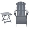 Outsunny 3-Piece Folding Adirondack Chair Set with Ottoman and Side Table, Outdoor Wooden Accent Furniture Fire Pit Lounge Chairs for Patio - image 4 of 4