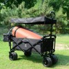 VisioGear Collapsible Wagon with Removable Canopy, Folding Wagon Cart with Cooler Bag, for Camping Beach Shopping, Black, 35"*20"*45" - 2 of 4