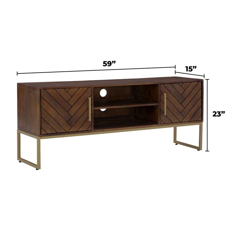 San Marino Mid-Century Modern 2-Door Wood TV Stand for TVs up to 60" in Brown, 4 of 11