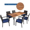 Costway 7PCS Patio Rattan Dining Chair Table Set with  Cushion Umbrella Hole Black/Navy - 2 of 4