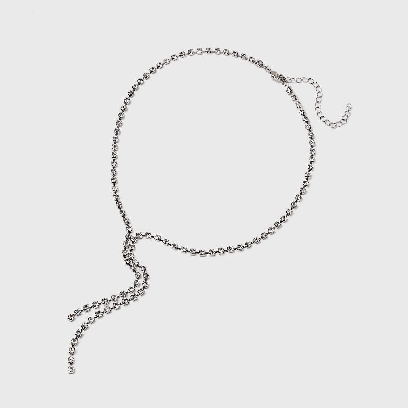 Crystal Y-Line Necklace - Wild Fable&#8482; Silver, 5 of 7