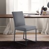 Armen Living Set of 2 Trevor Faux Leather Metal Dining Chairs Gray/Black: Upholstered Parsons Style, Foam Filled, Easy to Clean - 2 of 4