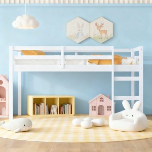 Luxystar Twin Loft Bed with Ladder, Bed Platform of Strengthened Slats for Kids‘ Room and Guest Room - 1 of 4
