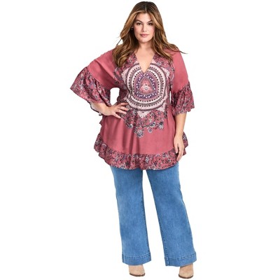Avenue Women's Plus Size Frankie Frill Detail Tunic