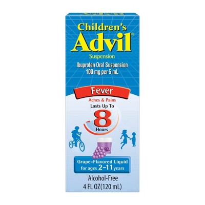 Children's Advil Liquid Fever Reducer/Pain Reliever (NSAID) - 100 mg Ibuprofen - Grape Flavor - 4 fl oz