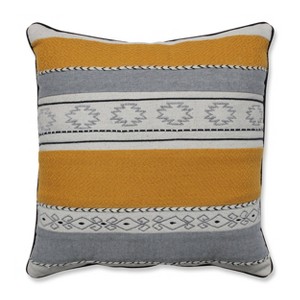 16.5"x16.5" Sullivan Bar Throw Pillow Natural/Gold - Pillow Perfect: Embroidered, Indoor Cushion, Weather-Resistant - 1 of 4