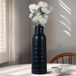 Ceramic Vase - Modern Textured Design for Home, Office, Bedroom & Living Room Decor - Elegant Indoor Decorative Accent Piece - 1 of 4