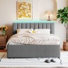 Queen/Full/Twin Size Teddy Fleece Upholstered Platform Bed with Trundle Bed and LED Lights-ModernLuxe - image 2 of 4