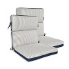 Home Fashions International 21"x22" Mini Ticking Highback Outdoor One Piece Chair Cushion Navy Stripes - 2 of 3