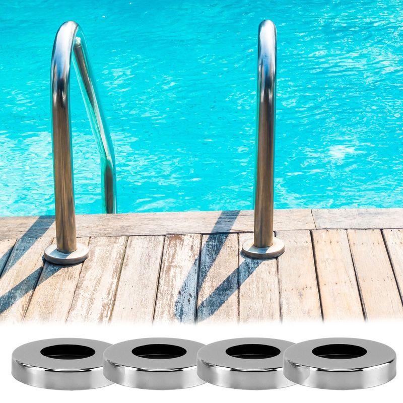Cornucopia Brands Pool Ladder Escutcheon Plates, 4pk; Stainless Steel for Swimming Pool or Spa Handrail, 2 of 9