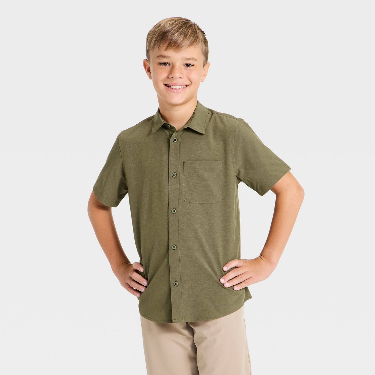 Boys' Textured Woven Shirt - All In Motion™ - thumbnail 10