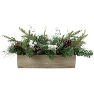 Northlight Mixed Pine with Pine Cones and Berries Christmas Floral Arrangement - 20" - 1 of 4