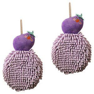 REGALWOVEN Cute Cartoon Fuzzy Ball Hanging Bathroom Toilet Hand Towels Set 7" x 9" - 1 of 4